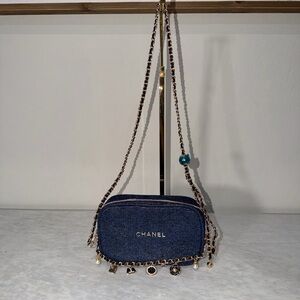 Chanel Navy Crossbody Bag with Chain Details
